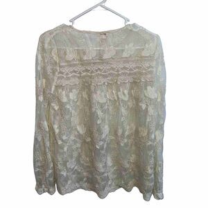 Sundance Ivory Lace top semi sheer floral tunic